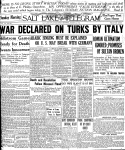 Une du <i>Salt Lake Telegram</i> du 22 août 1915